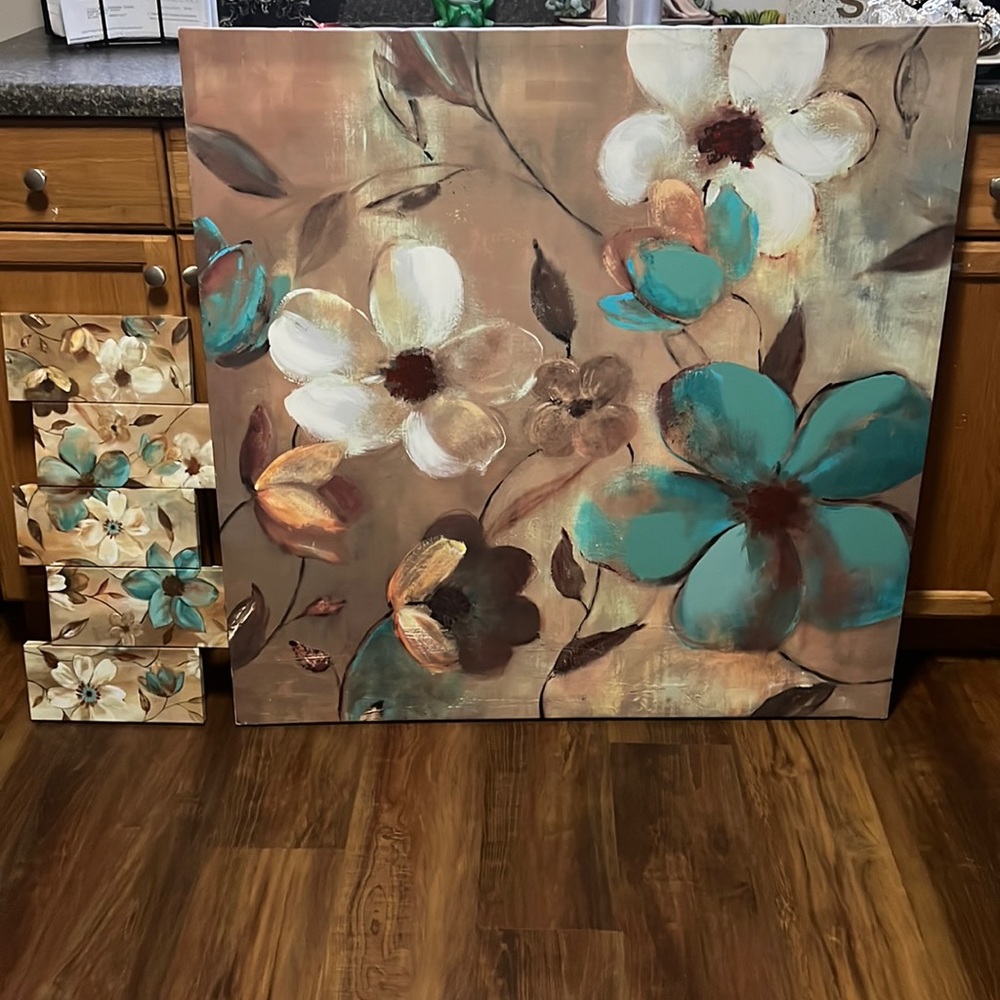 large size decor painting with matching sectional painting piece